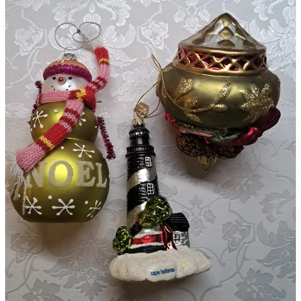 Glass Christmas Ornaments Ser Of 3